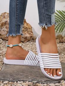 Women's Fashion Lemon Flat Slide Sandals, Versatile Slippers For Indoor/Outdoor Wear, Personalized Beach Casual Couple Cartoon Sandals, Comfortable & Non-Slip, Suitable For Vacation, Home - White - View 6