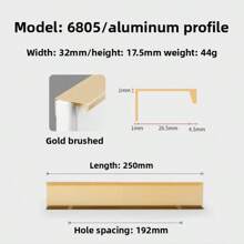 1pc Modern Simple Aluminum Alloy Hidden Furniture Cabinet Door Handle Side Installation Without Drilling Installation Wardrobe Cabinet Drawer Handle Furniture Hardware