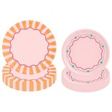 10 piezas/20 piezas/40 piezas, Bandeja de papel de verano, Bandeja de papel de 9" x 7" | Decoración para fiesta de soltera, Posavasos para el último brindis, Suministros para fiesta de cumpleaños, Ducha para recién nacido, Bandeja de pastel a rayas - Azul - Ver 8