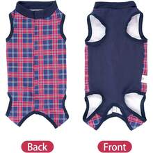 狗狗恢复服、母犬绝育手术服、母犬手术软体犬、犬锥形替代手术恢复服（母犬）、狗狗腹部伤口防舔服 - 彩色 - 查看 8