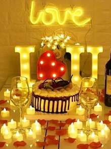 6/12/24 Stücke herzförmige warmfarbige flammlose LED Kerzen, 4,3 cm Nachtlicht dekorative Stimmungsbeleuchtung, kreatives Hochzeit Geburtstag Hochzeitskerzen Venue Dekoration Requisite Elektronische Kerze, Liebesgeschenk Valentinstag Dekoration