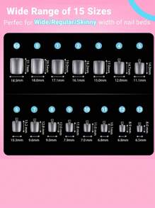 150pcs Wider Long Square Toe Nail Tips Full Cover Matte Toe Nail Press Ons Clear Soak Off Fake Toenails Extensions DIY Home Manicure Kit For Women 15 Sizes