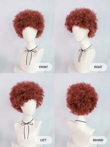 Peluca afro corta y esponjosa con flequillo, peluca de estilo hippie disco rizado sintético unisex para Halloween, Navidad, bar, club, fiesta rave, decoración, fotografía, accesorios de actuación en el escenario, opción ideal para regalos de cumpleaños, múltiples opciones de color, aspecto natural, fácil de usar