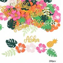 100pcs/200pcs Summer Hawaii Hula Skirt Tabletop Decorations, Tropical Flower, Palm Leaf, Pineapple Confetti For Summer Hawaiian Party Decor