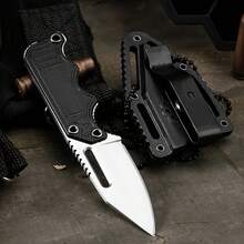 High Quality 5CR13 Steel Solid Spine, FRN Fiberglass Nylon Handle, ABS Fiber-Reinforced Maintenance Sheath, Equipped With Stainless Steel Waist For 360-Degree Rotation, Suitable For Rescue, Adventure, Camping. Gift Survival Tools - màu đen - Xem 4
