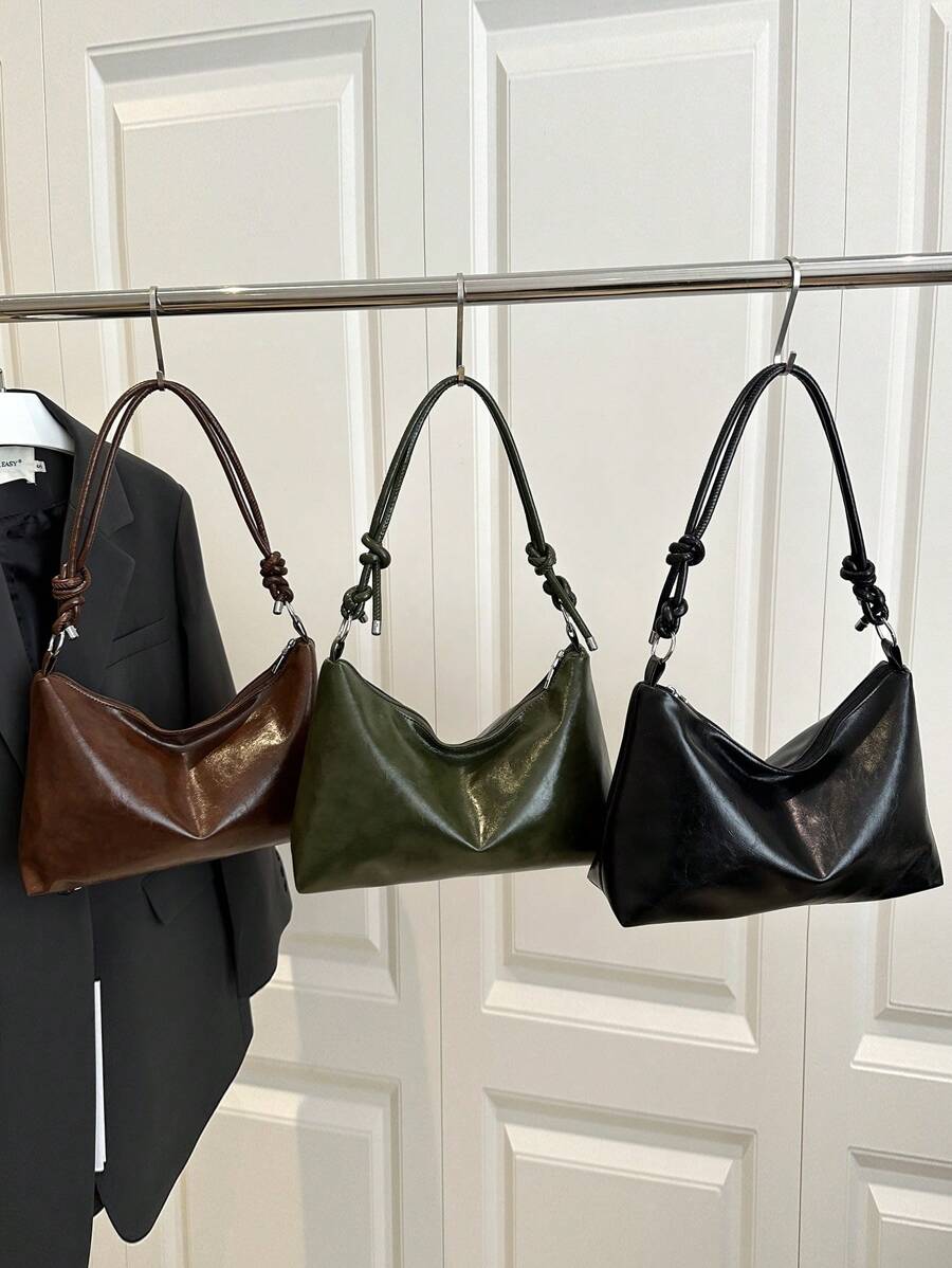 Bolso de hombro de unicolor nuevo y elegante de PU, bolso cruzado versátil con correa ajustable de estilo urbano, bolso sencillo para mujer
