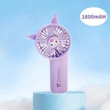 Miniso Mini ventilador portátil de 1800 mAh de Sanrio Kuromi, recargable por USB, de plástico ABS, con 3 velocidades y 9 horas de duración de batería, perfecto para salidas de verano y enfriamiento de oficina (1 pieza)