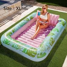 L/XL Inflatable Tanning Pool Lounge Float With Cup Holder, 70"X46"/85″ X 57″ Extra Large Pool Floats Adult With Pillow, 4 In 1 Suntan Tub Raft Floatie, Sunbathing Bed Lounge Blow Up Ball Pit Party Gifts, Inflatable Lounge Sofa Pool - 青粉色-XL - 查看 1