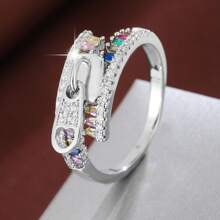 1 Stück geometrischer Kreuz-Design Synthetik-Zirkonia Damen-Ring