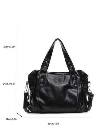 1st Vintage Handväska med stor kapacitet, Retro PU One Shoulder Messenger Bag, Dam Casual Handväska & Plånbok Set