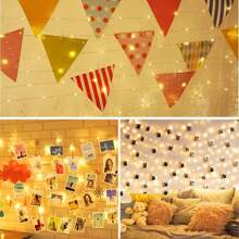 1pack 20/50 LED Photo Clips Copper Wire String Light With 20/50 Clear Clips Fairy DIY Hanging Lamp Suitable For Bedroom Wall Wedding Birthday Party Holiday Festival Activities Shop Garden Decoration