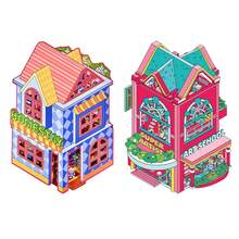 6 张大号翻盖 3D 风景贴纸，适用于 DIY 微型场景剪贴簿，3 张宠物贴纸 + 1 张风景纸板，学校用品，返校 - 彩色 - 查看 7