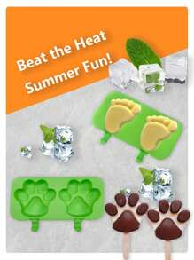 Cat Paw Shaped Ice Lolly Mould With Cover, DIY Ice Cream Maker, Pet Footprint Style Silicone Ice Cube Tray, Creative Freezer Box, Stackable Storage (Cold-Resistant & Easy Release)