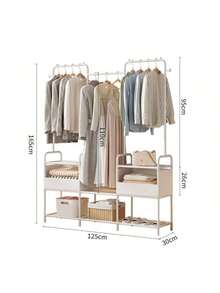 1 Set Easy Assemble Closet Organizer, Home Bedroom Reinforced Steel Rack Wardrobe, Clothes Hanging Storage, Bedroom Clothing & Miscellaneous Storage Cabinet, Sturdy Minimalist Modern - Multicolor - View 4