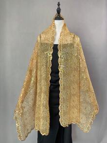 1 chiếc khăn choàng/khăn choàng thêu sequin đa năng dành cho nữ, thích hợp cho đám cưới và nhiều dịp khác nhau - Nhiều màu - Xem 12