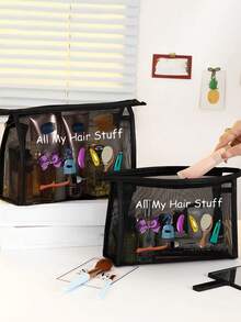 网眼化妆包，发饰图案，多功能化妆包，可收纳发夹、发带等，红色气垫便携收纳包，化妆包，护肤包，旅行必备，宿舍用品，浴室收纳，珠宝收纳，唇油和化妆品收纳包，书包，节日必备化妆包，化妆品收纳，婚礼新娘礼物，母亲节礼物，生日礼物，送给朋友和老师的礼物