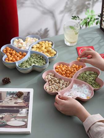 1 件不可阻挡的心形派对小吃服务托盘、开胃菜盘、小吃碗、多级小吃碗托盘、坚果、糖果、水果容器、可重复使用的塑料小吃托盘，带 4 个隔间，适用于家庭和餐厅、厨房、圣诞礼物