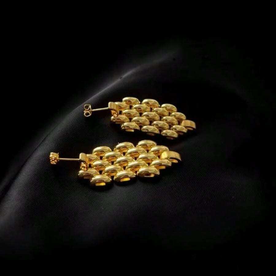 1pc Versatile Earrings, 18k Gold Stainless Steel Elegant Fashion Geometric Shape Hypoallergenic Earrings For Women