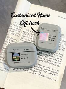 1pc Customizable Lyrics/Song Playback Earphone Protective Case, Minimalist TPU Soft Shell Gray Skin Suitable For AirPods 1/2, AirPods 3, AirPods 4, AirPods Pro