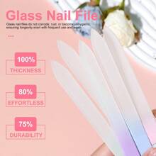 5/1PC Glass Nail Files, Glass Fingernail Files Professional Manicure Tool For Natural Nails, Gradient Color Buffer Nail Care For Salon Gift (Macaron Color)