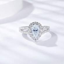 1pc 925 Sterling Silver & 18K Gold Plated Water Drop Pear Shaped 5*8mm Full Moissanite Engagement Ring, With GRA Certificate, Wedding/Anniversary Gift For Women