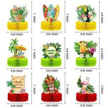 1 Set Of 9pcs Hawaiian Honeycomb Decor Flamingo Party Supplies, Honeycomb Stand, Summer Honeycomb Balls, Tabletop Decoration