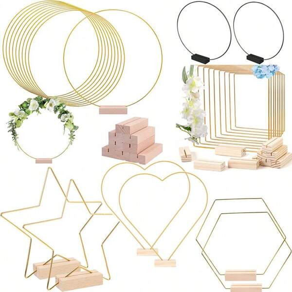 Set van 4 gouden guirlande basis, vergulde metalen ring voor het ophangen van bruiloftsguirlande decoraties en wanddecoraties, metalen decoratieve ringen, feesttafeldecoratie, guirlande, bruiloft, bruids DIY bloemenmanden