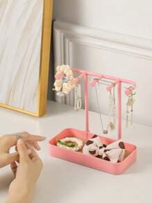 1pc Jewelry Display Stand, Desktop Makeup Vanity Hanging Earring Necklace Bracelet Ring Rack, Entryway Key Holder & Organizer Tray For Jewelry Accessories Back To School