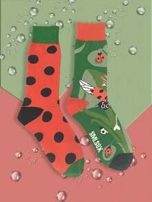 1 Pair Women And Men Cartoon Funny Red Ladybug With Black Spots Pattern Ankle Sock, No Show Socks Comfortable For Daily , Sports And Party In Spring , Summer And Autumn - Multicolor - View 8