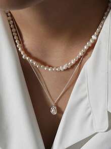 Unique Design Elegant Sea Shell & Pearl Pendant Necklace For Women, Fashionable & Versatile - Multicolor - View 2