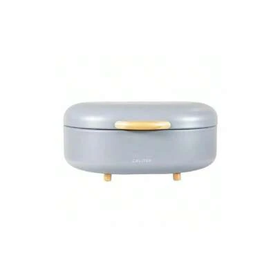 Calitek Bread Bin With Bamboo Feet Carbon Steel Grey