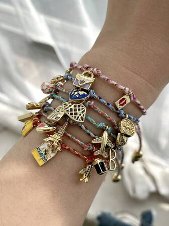 1 st kreativt mode elegant kopparinlägg syntetiskt zirkonium oljedroppar glob världsserie kopparpärlor flätat armband för kvinnor systerpar smycken present, lämplig för daglig dejting fest helgdag present jul högtidskläder justerbar storlek