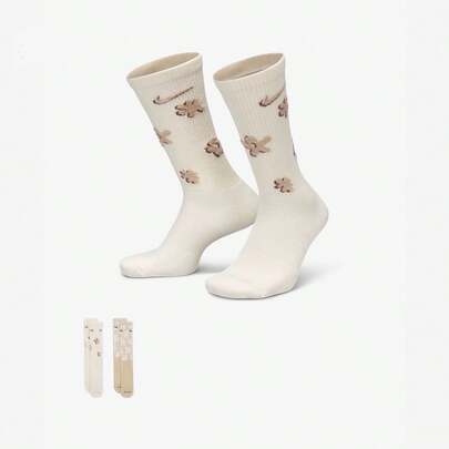 Nike 2 Pairs U NK ED PLS CSH CRW Socks, Unisex Crew Long Sock Promotional Package, FN9136-900