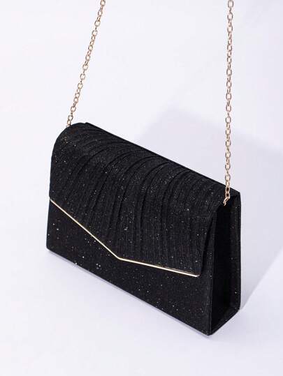 حقيبة مخملية يد متساقطة ذات حواف على شكل حرف V بلون سادة، مصغرة وأنيقة للنساء، مناسبة للسهرات والحفلات والزفاف