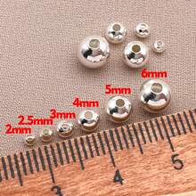 50/100pcs 18K Gold Plated Round Beads 2/2.5/3/4/5/6mm Long-Lasting Round Smooth Spacer Beads Seamless Loose Balls Mini Seed Beads For DIY Necklace Jewelry Making Supplies
