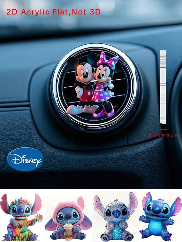 Désodorisant de voiture plat 2D de personnage classique Disney, à installer sur les bouches d'aération, convient pour l'espace de conduite