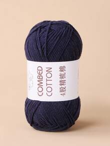 1 Roll 51# Navy Blue 4-Ply Combed Handcraft DIY Yarn - Navy Blue - View 3