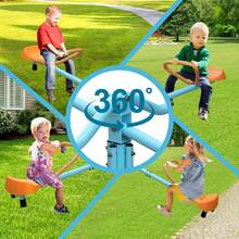 360° Rotating Kids Seesaw - 2-4 Seat Teeter Totter For Toddlers Age 2-5, Heavy Duty Outdoor Playground Equipment,Age 2+ - Baby Blue - View 3