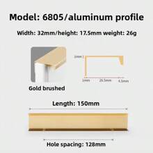 1pc Modern Simple Aluminum Alloy Hidden Furniture Cabinet Door Handle Side Installation Without Drilling Installation Wardrobe Cabinet Drawer Handle Furniture Hardware