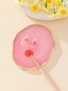 1 pieza Paleta de exhibición de colores de uñas personalizada de resina, Tablero de muestrario de colores de uñas de resina con apariencia de ágata redonda, Herramienta de mezcla de esmalte de uñas, Adecuado para mujeres y niñas