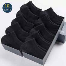 10/20 Pairs Summer Invisible Loafer Socks For Men & Women, Disposable Short Socks In Solid Black & White, Suitable For Travel, Easy Care - Multicolor - View 14