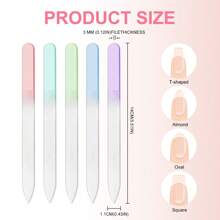 5/1PC Glass Nail Files, Glass Fingernail Files Professional Manicure Tool For Natural Nails, Gradient Color Buffer Nail Care For Salon Gift (Macaron Color)