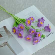 1/3/6pcs Handmade Crochet Lily Of The Valley Flowers, Artificial Flowers. DIY Crochet Flower Bouquet For Her, Friends, Family, Teachers, Home Decor, Weddings, Birthdays, Parties. Suitable For Autumn/Winter Decor, Thanksgiving, Graduation, Back To School Seasons And Other Holiday Creative Gifts - Purple - View 5