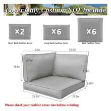 14 Piece Patio Cushion Covers Replacement Waterproof Outdoor Cushion Covers Replacement Patio Furniture Cushion Covers With Zipper 25.6 * 25.6 * 3.15inGray Only Cover 25.6" X 25.6" (Pack Of 14) Light Gray - Multicolor - View 2