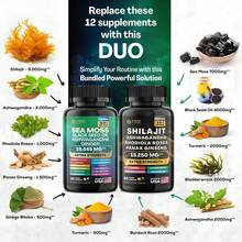 Ultimate Vitality Boost Duo: Sea Moss&Shilajit Supplements–Made And Certified In The US, Provides Energy Healthcare Dietary Theanine Probiotic Antioxidant Vitamins Women Probiotic Spirulina Vital Source Oil Oregano Nads Anti Menopause Supplements - 海苔和喜來芝 - 查看 5