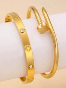 1pc/3pcs Stainless Steel Tarnish-Proof Luxury Zirconia Micro Diamond Bangle Bracelet, Unisex Design, Suitable For Mother's Day, Valentine's Day, Dates