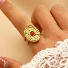 Multi-Piece Set Of Elegant 18K Gold Plated Stainless Steel Faux Gemstone Rings For Women, Fashion Jewelry Accessories, Luxury Party Wear, Vintage Middle Eastern Dubai Jewelry, Adjustable Rings