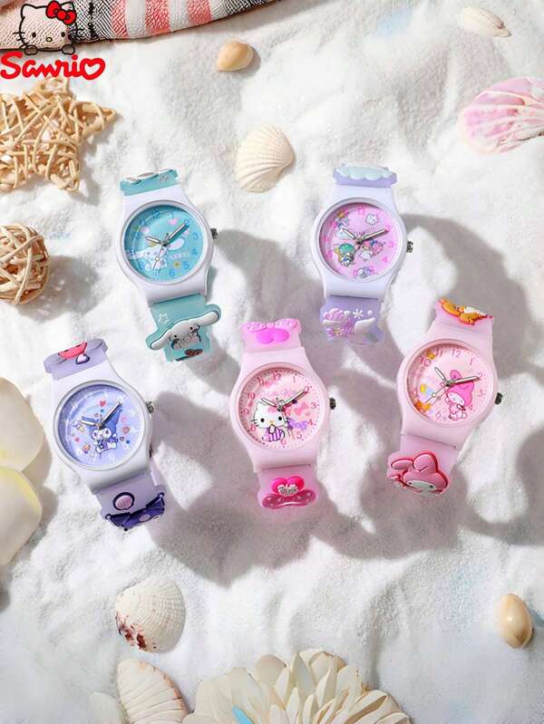 Sanrio 1pc (Authorized By Sanrio) Sanrio Family Series Simple Highly Attractive Cartoon Silicone Strap Watch, A Lovely Watch That Ladies Like.