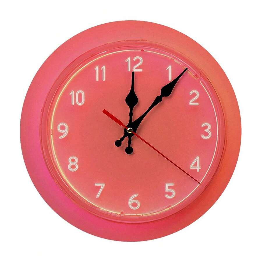 Reloj de pared de neon rosa de 10 pulgadas, decoración del hogar y oficina. Movimiento silencioso, funciona con pilas (Pilas AA no incluidas), decoración artística para el hogar, ambiente acogedor en el dormitorio, ideal para acentos del hogar - Excelente regalo para cumpleaños, Navidad, Halloween - Negro - Ver 1