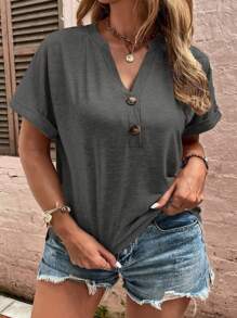 3 Pack Damen Oversize T-Shirts mit V-Ausschnitt, Loose Fit